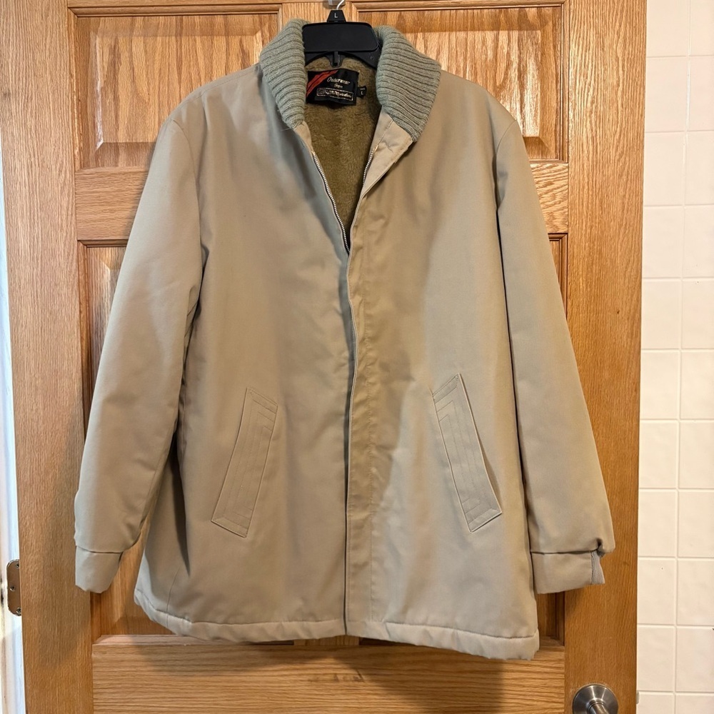 Vtg 70’s Sears Outerwear Jacket Men's L Fleece Lined Ribbed Collar Work Scovill
